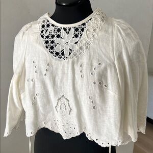 Elegant White Embroidered Women's Top